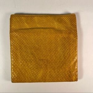 Efika square leather wallet in yellow snake embossed leather